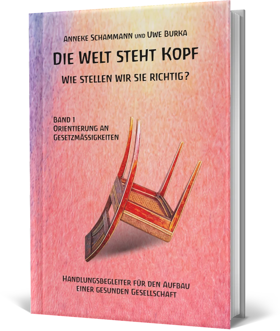 Hardcover-Buchcover „Die Welt steht Kopf – Wie stellen wir sie richtig?“, gestaltet von FlixloMedia