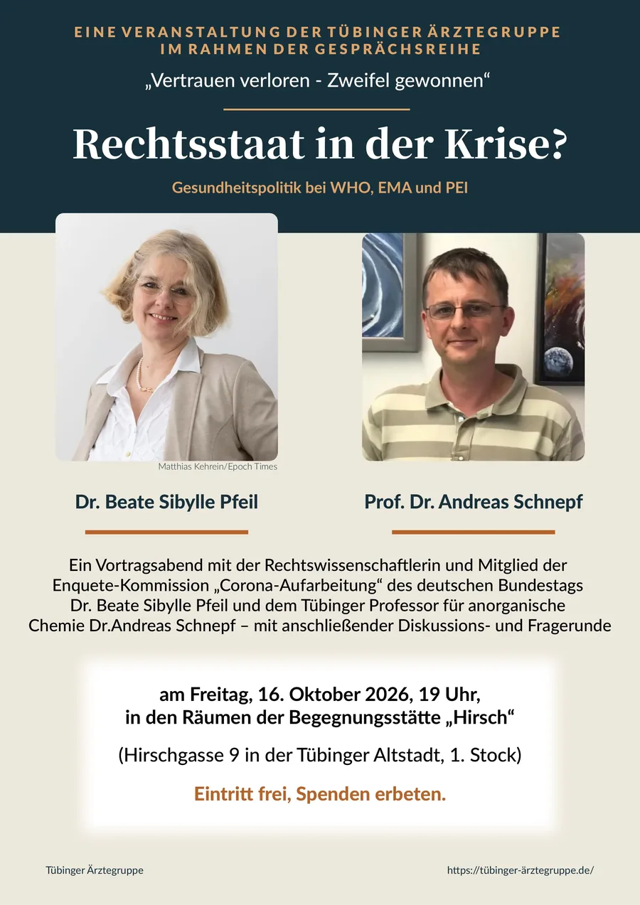 Veranstaltungsflyer im DIN-A4-Format für die Tübinger Ärztegruppe, gestaltet von FlixloMedia